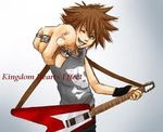  boy guitar instrument kingdom_hearts lowres sora sora_(kingdom_hearts) spiked_hair spikey_hair 