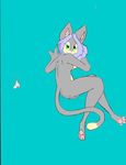  bat blush butt cat cute feline female green_eyes hair hindpaw nightfaux nude pinup pose solo tail vanilla 