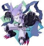  arai_nobu armband bad_id bad_pixiv_id belt black_gloves claws digimon digimon_frontier fighting_stance gloves no_humans pants red_eyes solo strabimon torn_clothes 