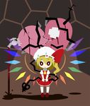  ascot blonde_hair blood broken_heart chibi domaso faucet flandre_scarlet hat heart laevatein red_eyes side_ponytail solo standing touhou wings 