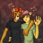  alakser brown_eyes cheetah couple feline gay lion male red_eyes 