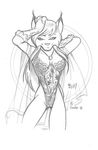  camel_toe feline female lace lingerie loupgarou lynx necklace pose raised_arm sandy_lynx sketch solo 