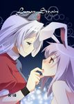  animal_ears bad_id bad_pixiv_id blue_eyes bunny_ears cover cover_page finger_to_mouth hat light_smile long_hair multiple_girls nude nurse_cap open_mouth pill profile purple_hair red_eyes reisen_udongein_inaba silver_hair smile tongue touhou umekichi upper_body wristband yagokoro_eirin yuri 