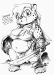  cheetah chubby drake_fenwick feline female loincloth solo sword underwear warrior weapon 