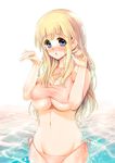  bikini blonde_hair blue_eyes breasts eyebrows k-on! kotobuki_tsumugi large_breasts long_hair shousan_bouzu solo swimsuit underboob 