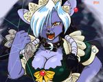  angry aria cat cleavage feline female glasses maid maid_uniform ryou 