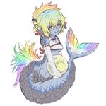  earrings elbow_gloves gloves jewelry monster_girl multicolored_hair original scales solo sonjow4 tail yellow_eyes 