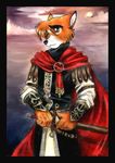  canine cloak fox knight male solo sword tracy_j_butler weapon 