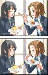 akiyama_mio cake eating feeding food k-on! multiple_girls nishiwaki revision tainaka_ritsu teasing 