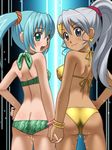  ass awa bakugan bakugan_battle_brawlers bikini blue_hair brown_skin butt_crack dark_skin heart julie_hayward julie_makimoto misaki_runo swimsuit 