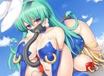  akane_(parodius) animal_ears areola_piercing bad_id bad_pixiv_id barcode bdsm blonde_hair blue_leotard blush bondage bound breasts bunny_ears bunnysuit covered_nipples day gag gagged green_hair hikaru_(parodius) huge_breasts inflation leotard multiple_girls nagase_haruhito nipple_piercing parodius pasties piercing piercing_over_clothes pipelining puffy_nipples purple_eyes star_pasties tube vibrator 