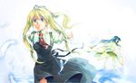  air blonde_hair blue_eyes feathers kamio_misuzu kannabi_no_mikoto long_hair momo_daifuku multiple_girls ponytail school_uniform wings 