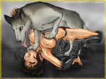  animal breasts canine dog female feral human interspecies male straight toyomaru wolf zoo 