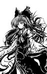  acryl bad_id bad_pixiv_id bow detached_sleeves greyscale hakurei_reimu long_hair monochrome solo touhou 