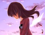  aosora_(mizore) brown_hair checkered crying madotsuki sweater tears wings yume_nikki 