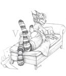  2008 bed bethany_sellers breasts feline female looking_at_viewer lynx nude pillow pussy side_boob socks solo 