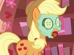  animated applejack_(mlp) chewing cucumber eating equine female friendship_is_magic my_little_pony tagme tongue 
