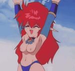  animated animated_gif bouncing_breasts breasts dragon_half gif horns lowres mink red_hair topless 