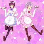  bad_id bad_pixiv_id genderswap genderswap_(mtf) gintama headdress maid maruki_(punchiki) multiple_girls sakata_gintoki shimura_shinpachi thighhighs waitress 