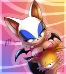  &hearts; bat blush boob_hat breasts canine cleavage female fox male miles_prower nancher rouge_the_bat sonic_(series) standing 
