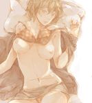  blush bra breasts casual lingerie lowres medium_breasts meiko nipples panties pillow red solo underwear vocaloid yuzuko 