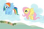  equine female fluttershy_(mlp) flying horse my_little_pony rainbow_dash_(mlp) wings 