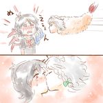  2koma comic food houjuu_nue izayoi_sakuya kiss multiple_girls shrimp shrimp_tempura surprise_kiss surprised tears tempura touhou tsuga what yuri 