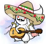  english facial_hair guitar hat instrument kyubey lowres mahou_shoujo_madoka_magica mexico mustache no_humans solo sombrero 