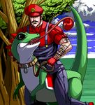  human male mario mario_bros muscles oekaki parody reptile riding scalie the_truth unknown_artist video_games yoshi 