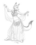  belly_chain belly_dancer canine dancing female se_kar sketch solo thewhitedemon wolf 