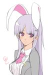  animal_ears bunny_ears extra_ears highres lavender_hair long_hair pink_eyes reisen_udongein_inaba sakura_sora solo touhou wings 