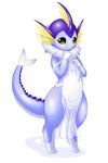  apron blue fuddy highres hs5101fh naked_apron no_humans pok&eacute;mon pokemon shadow simple_background smile solo standing tail vaporeon white_background 