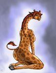  breasts butt female giraffe hooves kadath kneeling long_neck nude piercing puzzle side_boob solo 