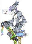  &hearts; collar condom fishnet genetic-enigma goth lagomorph male nude piercing rabbit solo 