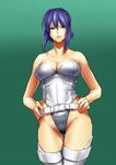  bad_id bad_pixiv_id breasts cleavage delta_zone ghost_in_the_shell ghost_in_the_shell_stand_alone_complex kusanagi_motoko large_breasts leotard purple_hair solo thighhighs 