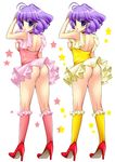  2girls 80s artist_request ass blush breasts character_request creamy_mami drill_hair idol magical_girl mahou_no_tenshi_creamy_mami multiple_girls nipples oldschool purple_hair 