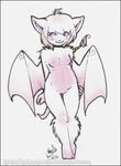  bat_ears breasts cute female fur mammal nude plain_background small_breasts solo unknown_artist white_background white_fur wings 