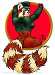  back bottomless chinese female lisa_jennings micole military red red_panda sitting solo ★ 