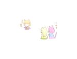  3girls animal_ears bad_id bad_pixiv_id blonde_hair cat_ears cat_tail chibi comic grin kemonomimi_mode kokotetsu komeiji_koishi komeiji_satori mizuhashi_parsee multiple_girls pink_hair smile surprised tail touhou translated 