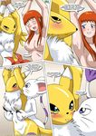  bdsm bondage bound canine comic digihentai digimon female fox gatomon group guilmon hikari_kamiya mammal palcomix renamon rika_nonaka scalie takato_matsuki tickle tickling unknown_artist 