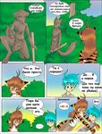  canine cat feline flora_(twokinds) half-dressed human loincloth russian_text tom_fischbach trace_(character) twokinds underwear wolf 