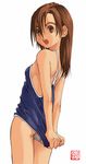  ass brown_eyes brown_hair competition_school_swimsuit flat_chest long_hair one-piece_swimsuit open_mouth original saitani_umetarou school_swimsuit solo swimsuit swimsuit_tug 