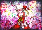  ascot bat_wings blonde_hair crossed_arms flandre_scarlet hat highres jewelry kusakanmuri laevatein long_hair necklace open_mouth red_eyes side_ponytail smile solo touhou wings 