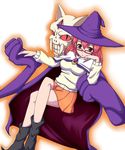  aq_interactive arcana_heart atlus cape examu glasses hat highres witch_hat yasuzumi_yoriko 