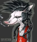  cigarette hair male mammal marsupial mohawk opossum piercing possum punk rotarr solo teeth 