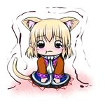  :t animal_ears blonde_hair cat_ears cat_tail chibi extra_ears hoshizuki_(seigetsu) kemonomimi_mode mizuhashi_parsee pout puru-see scarf solo tail tears touhou trembling 