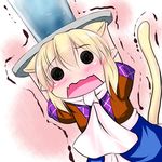  animal_ears blonde_hair cat_ears cat_tail chibi cup extra_ears fang glass hoshizuki_(seigetsu) kemonomimi_mode mizuhashi_parsee open_mouth plate puru-see scarf solo tail touhou trembling 