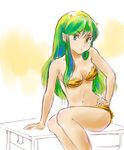  bikini green_hair long_hair lum maroka66 sitting sketch solo swimsuit table urusei_yatsura 