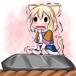  animal_ears blonde_hair cat_ears cat_tail chibi extra_ears hoshizuki_(seigetsu) kemonomimi_mode keystone mizuhashi_parsee open_mouth puru-see scarf solo tail touhou trembling 