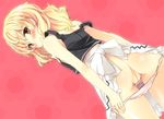  ass bare_shoulders blonde_hair blush brown_eyes censored dutch_angle embarrassed kaneru kirisame_marisa looking_at_viewer looking_back no_pants panties panty_pull pussy short_hair solo strap_slip tears touhou underwear white_panties 